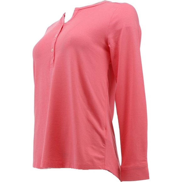 NWT LANDS' END WOMEN'S LONG SLEEVE BUTTON CUFF TUNIC RICH ZINNIA PXS - Picture 5 of 10